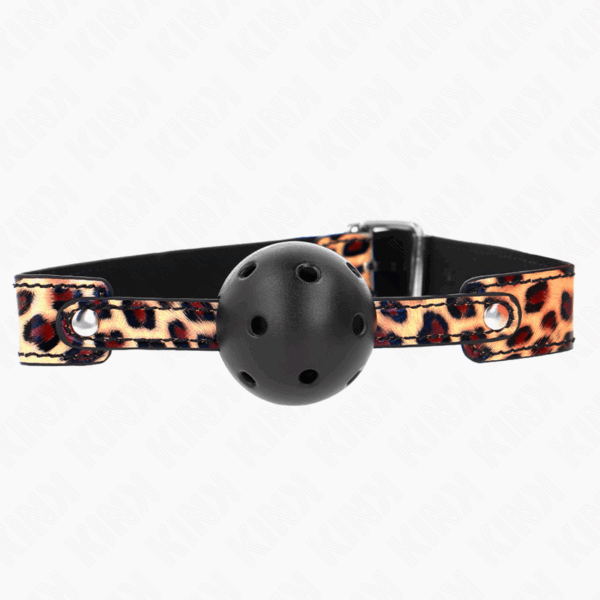 KINK - MORDAZA DE BOLA 4.5 CM TRANSPIRABLE LEOPARDO 65 x 2.5 CM - Imagen 2
