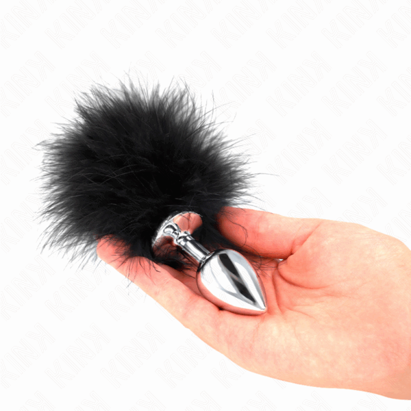 KINK - PLUG ANAL 11 x 7 CM ACERO INOXIDABLE CON PLUMA 11 CM - Imagen 3