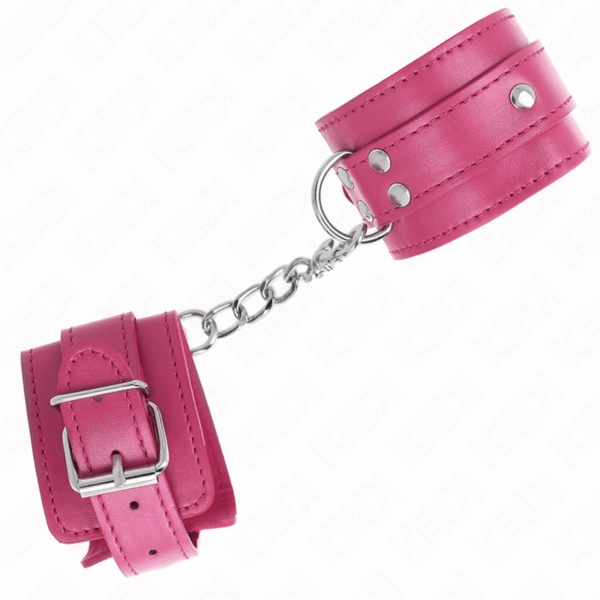 KINK - MUÑEQUERAS CON 3 ANILLAS EN D AJUSTABLE ROSA 17.5-25 CM X 6 CM - Imagen 2