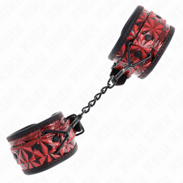 KINK - MUÑEQUERAS CON PATRÓN DE DIAMANTES ROJO OSCURO AJUSTABLE 17-26 CM X 5.5 CM - Imagen 2