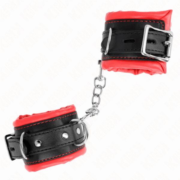 KINK - MUÑEQUERAS ESTILO HEAVY FORRO ROJO AJUSTABLE 20-30 CM X 6 CM - Imagen 2