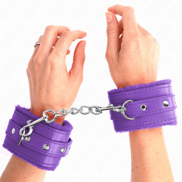 KINK - MUÑEQUERAS FORRADAS PREMIUM VIOLETA CON CORREA VIOLETA AJUSTABLE 17-29 CM X 6 CM - Imagen 4