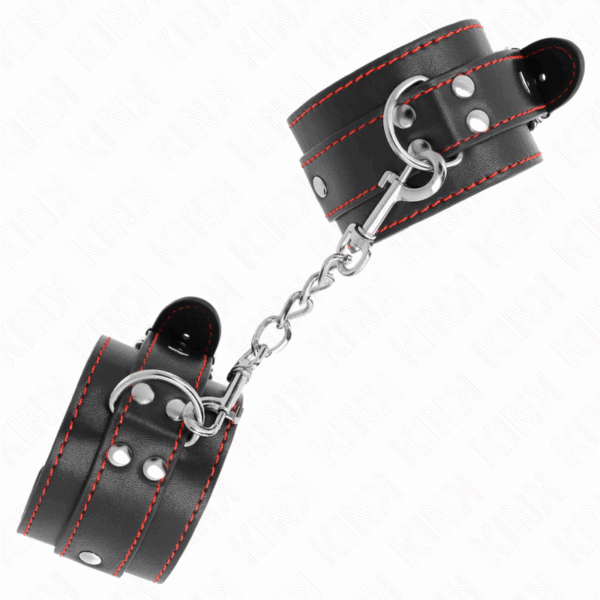 KINK - MUÑEQUERAS NEGRO CON DETALLES EN ROJO AJUSTABLE 20-28 CM X 5.5 CM - Imagen 2