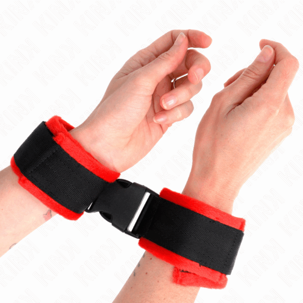 KINK - MUÑEQUERAS NYLON ROJO-NEGRO MODELO 1 AJUSTABLE 25-35 CM X 6 CM - Imagen 4