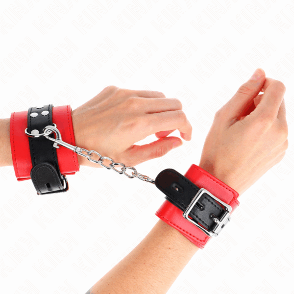 KINK - MUÑEQUERAS ROJO CON CORREA NEGRO AJUSTABLE 17-28 CM X 6 CM - Imagen 4