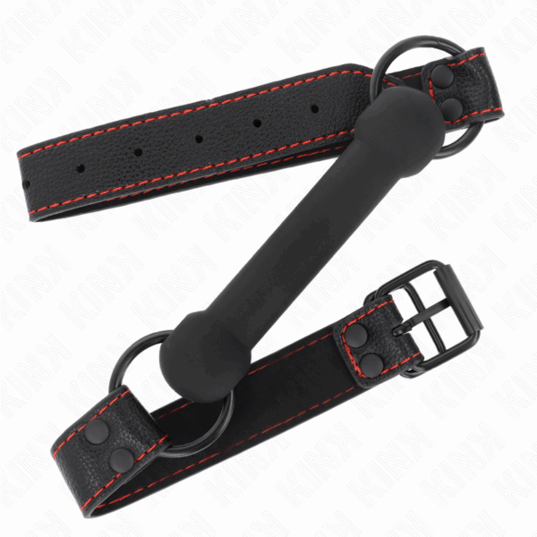 KINK - MORDAZA FORMA DE HUESO CON CORREA POLIPIEL NEGRO AJUSTABLE 41-57 CM - Imagen 2