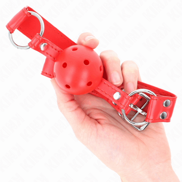 KINK - MORDAZA DE BOLA 4.5 CM DURA HUECA ROJO COMPLETA 62 x 2 CM - Imagen 4