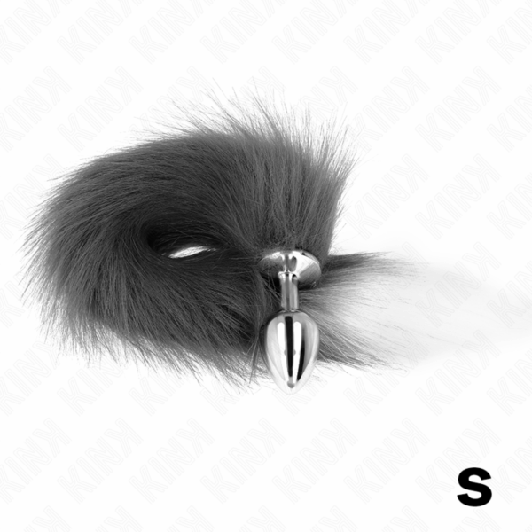 KINK - PLUG ANAL TALLA S 7 X 3 CM CON COLA SINTÉTICA 40 CM PLATEADO Y BLANCO - Imagen 2