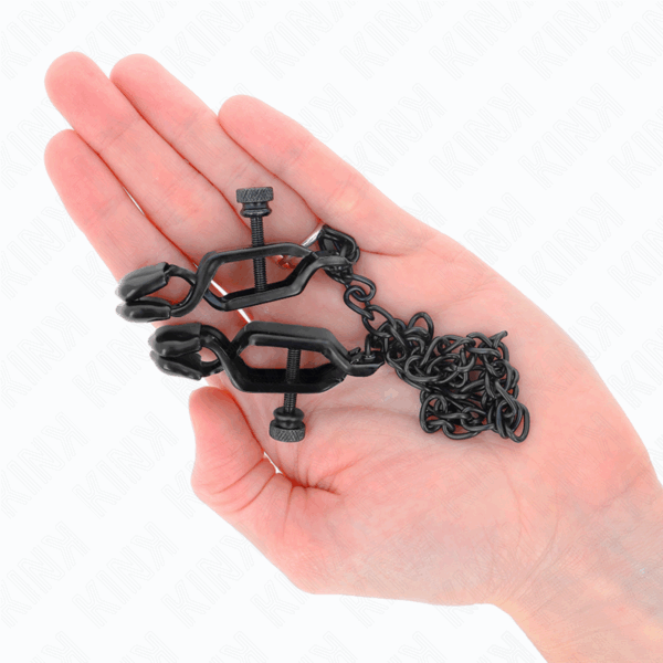 KINK - PINZAS PARA PEZONES PLANAS NEGRO CON CADENA NEGRO 30 CM - Imagen 4