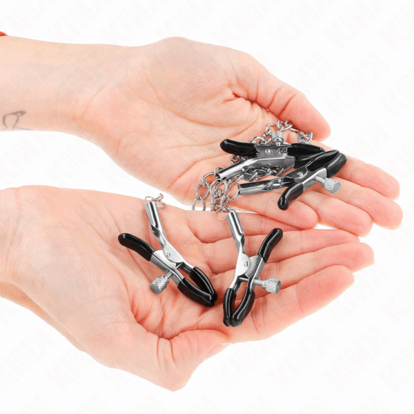 KINK - PINZAS PARA PEZONES Y CLÍTORIS 4 ENGANCHES AJUSTABLE PLATEADO - Imagen 3