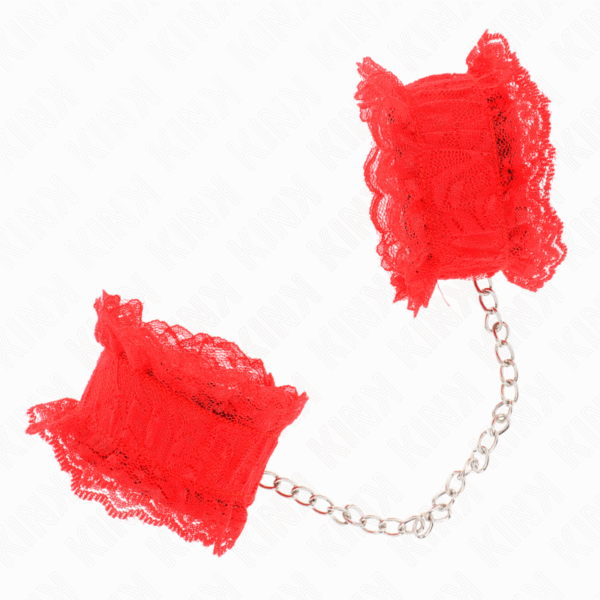 KINK - MUÑEQUERAS ELÁSTICAS DE ENCAJE ROJO - Imagen 2