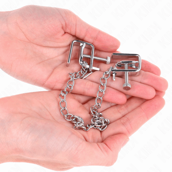 KINK - PINZAS PARA PEZONES COMPRESORA TORNILLO DE BANCO CON CADENA 30 CM - Imagen 2