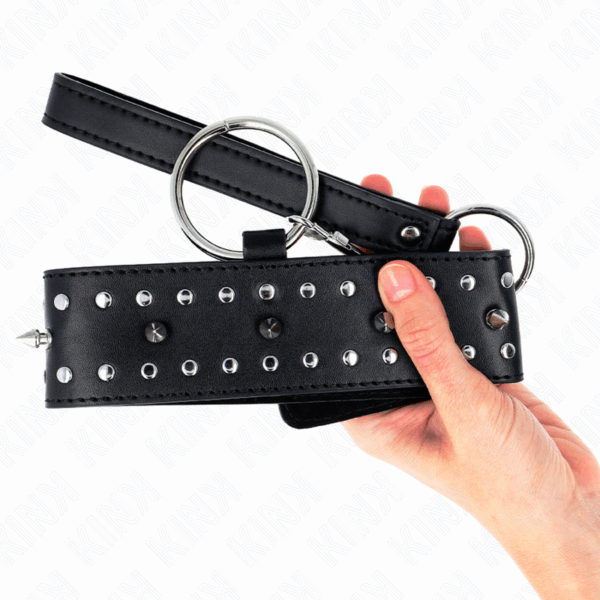 KINK - COLLAR CON CORREA 65 CM CON TACHUELAS PLATEADAS MODELO 1 AJUSTABLE 36-43 CM X 5 CM - Imagen 4