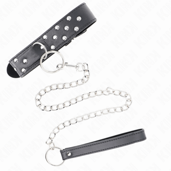 KINK - COLLAR CON CORREA 65 CM REMACHE ANILLA NEGRO AJUSTABLE 36-50 CM X 3.8 CM - Imagen 4