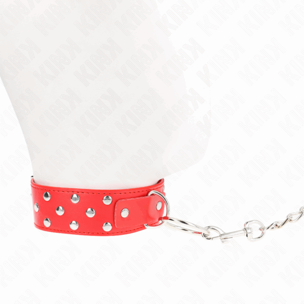 KINK - COLLAR CON CORREA 65 CM REMACHE ANILLA ROJO AJUSTABLE 36-50 CM X 3.8 CM - Imagen 3