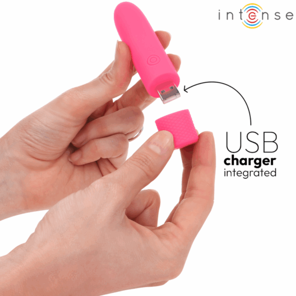 INTENSE - SYMONE BALA VIBRADORA RECARGABLE POR USB 8 VIBRACIONES ROSA 10 X 2.2 CM - Imagen 5