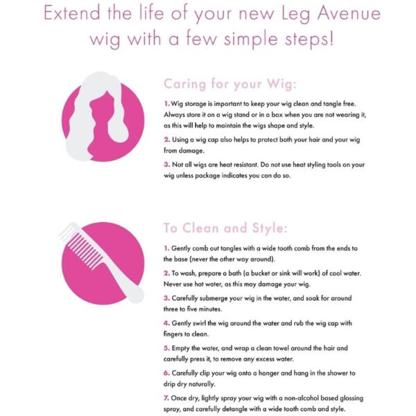 LEG AVENUE - PELUCA LARGA LISA CON FLEQUILLO ROSA - Imagen 2