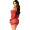 LEG AVENUE - MINIVESTIDO DE REJILLA CON HOMBROS DESCUBIERTOS Y MANGA LARGA ROJO - Imagen 2