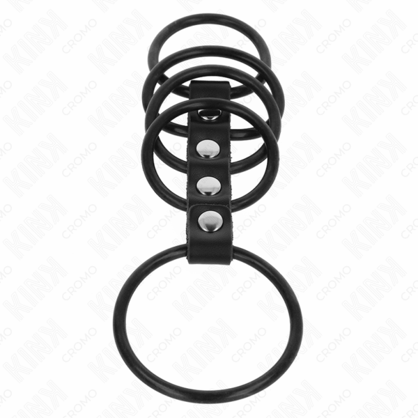 KINK - 5 ANILLOS PENE SILICONA 3.8 CM A 4.8 CM CONECTADOS POR CUERO - Imagen 4
