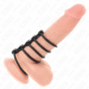 KINK - 5 ANILLOS PENE SILICONA 3.8 CM A 4.8 CM CONECTADOS POR CUERO - Imagen 2