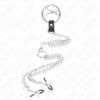 KINK - ANILLO PENE TRIPLE METAL CROMADO 3.8 CM A 5 CM CON CADENA METAL 26 CM Y PINZAS PARA PEZONES MODELO 1 - Imagen 3