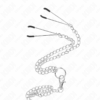 KINK - ANILLO PENE TRIPLE METAL CROMADO 3.8 CM A 5 CM CADENA METAL 26 CM Y PINZAS PARA PEZONES MODELO 2 - Imagen 4