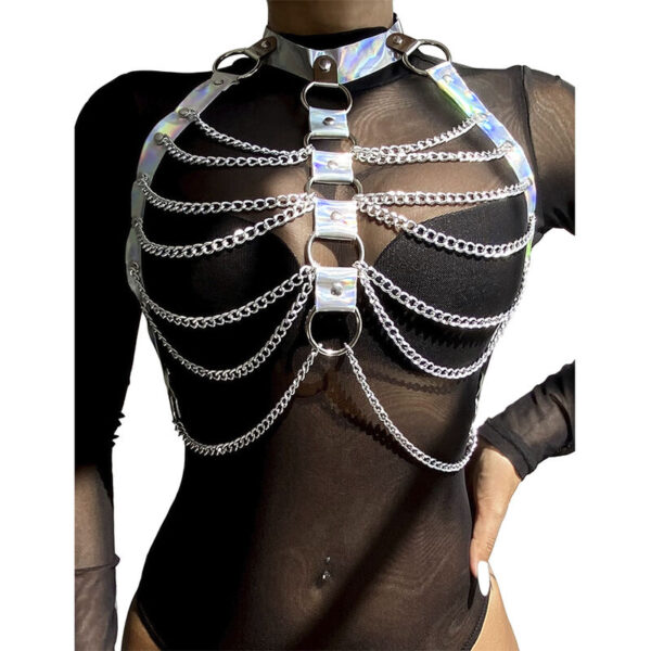 SUBBLIME - 953737 ARNÉS DE PECHO CON ANILLOS Y CADENAS PLATA TALLA ÚNICA - Imagen 2