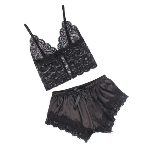 SUBBLIME - 953942 PIJAMA SEXY SATEN Y  ENCAJE NEGRO L/XL - Imagen 4