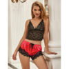 SUBBLIME - 953966 PIJAMA SEXY SATEN Y  ENCAJE NEGRO/ROJO L/XL - Imagen 4