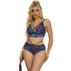 SUBBLIME - 954062 SUJETADOR + PANTIES ENCAJE AZUL S/M - Imagen 4