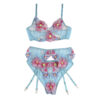 SUBBLIME - 954116 SUJETADOR + PANTIES CON LIGUERO DISEÑO FLORAL AZUL L/XL - Imagen 5