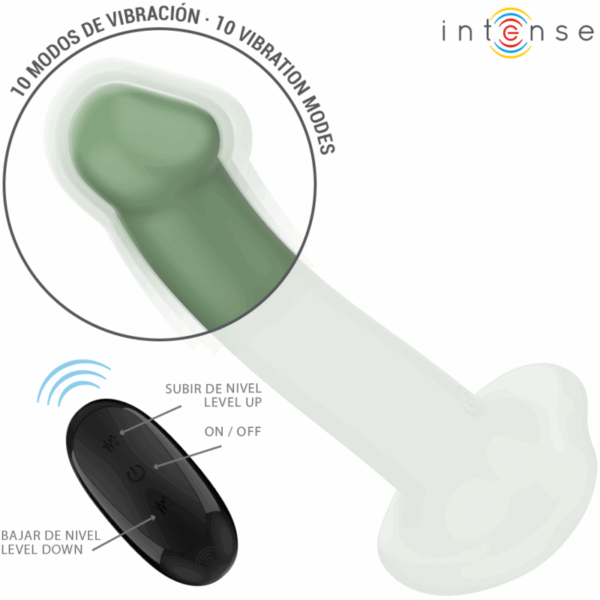 INTENSE - BECCA VIBRADOR CON VENTOSA 10 VIBRACIONES VERDE CONTROL REMOTO - Imagen 3