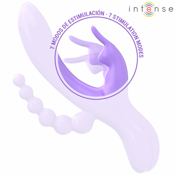 INTENSE - MIKO TRIPLE VIBRADOR RABBIT  ESTIMULADOR  ANAL 7 VIBRACIONES MORADO - Imagen 5