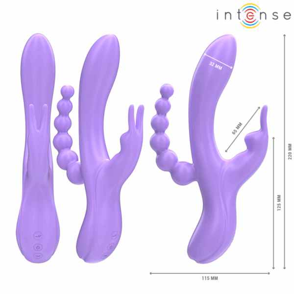 INTENSE - MIKO TRIPLE VIBRADOR RABBIT  ESTIMULADOR  ANAL 7 VIBRACIONES MORADO - Imagen 2