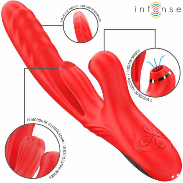 INTENSE - KAROL VIBRADOR MULTIFUNCIÓN EMPUJE  ESTIMULACIÓN  ONDAS ESTIMULADORAS ROJO
