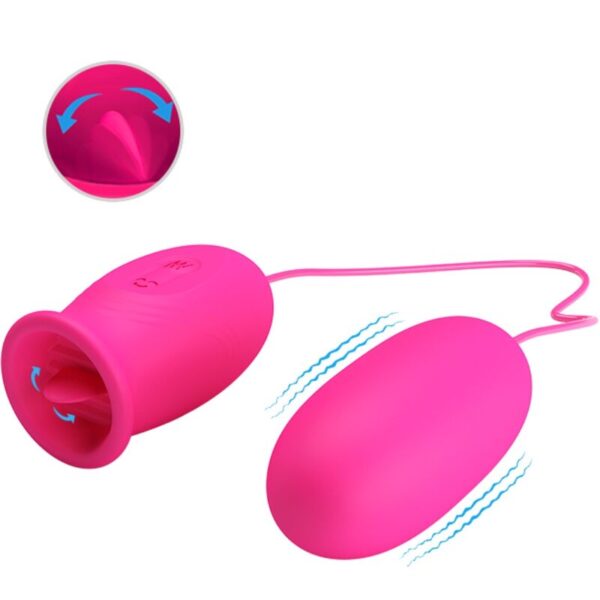 PRETTY LOVE - DAISY HUEVO VIBRADOR + LENGUA ESTIMULADORA DE CLÍTORIS ROSA - Imagen 2