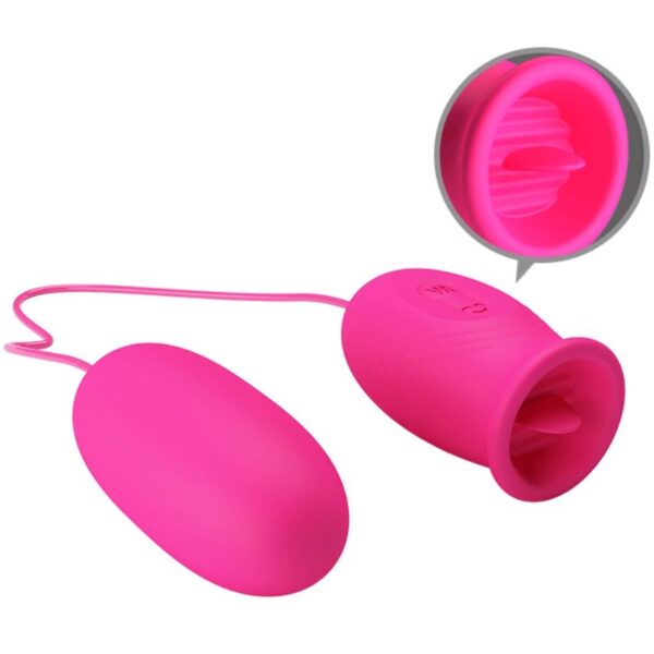 PRETTY LOVE - DAISY HUEVO VIBRADOR + LENGUA ESTIMULADORA DE CLÍTORIS ROSA - Imagen 3