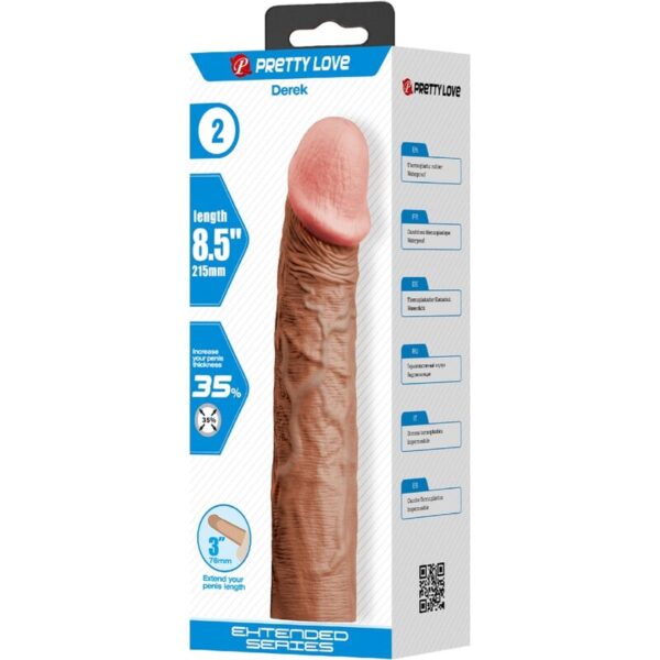 PRETTY LOVE - DEREK FUNDA PENE CON EXTENSIÓN DE 7.6 CM MULATO - Imagen 5