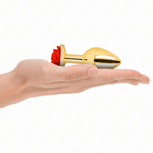 KINK - PLUG ANAL DORADO ROSA ROJA TALLA M - Imagen 3
