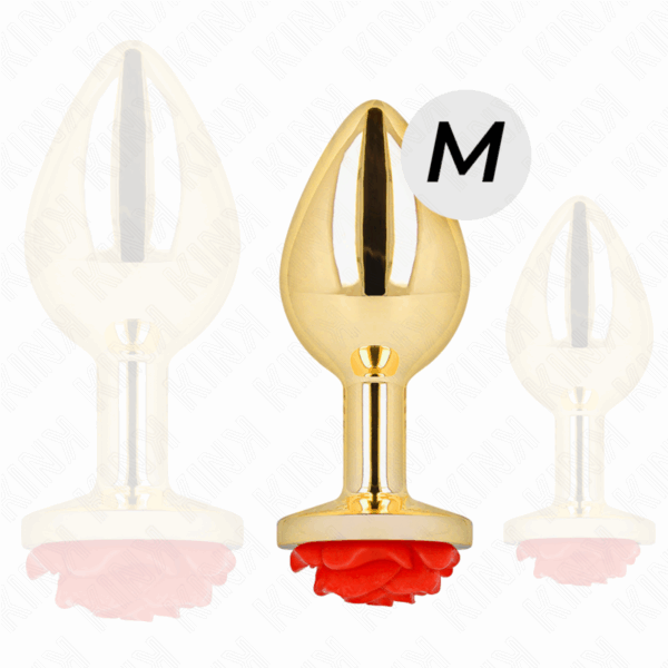 KINK - PLUG ANAL DORADO ROSA ROJA TALLA M - Imagen 2
