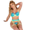 SUBBLIME - 955311 SET SUJETADOR CON ENCAJE Y LIGUEROS VERDE Y AZUL S/M - Imagen 3