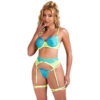 SUBBLIME - 955311 SET SUJETADOR CON ENCAJE Y LIGUEROS VERDE Y AZUL S/M - Imagen 4