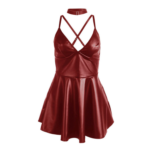SUBBLIME - 955397 VESTIDO CON TIRANTES DE CUERO BURDEOS S/M - Imagen 5