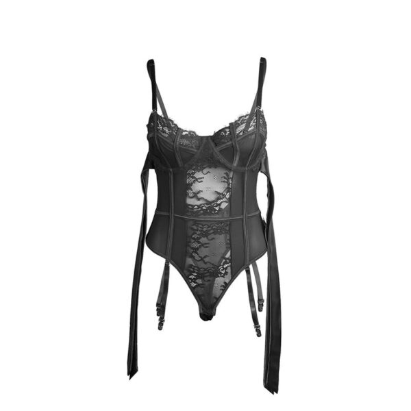 SUBBLIME - 955496 BODY DE ENCAJE CON LAZOS Y LIGAS NEGRO S/M - Imagen 4