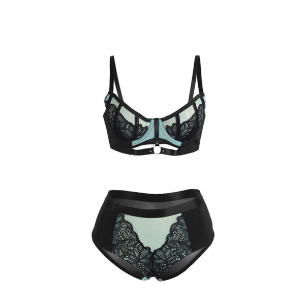 SUBBLIME - 955557 CONJUNTO SUJETADOR CON CREMALLERA DE MALLA DE CHAROL VERDE S/M - Imagen 5