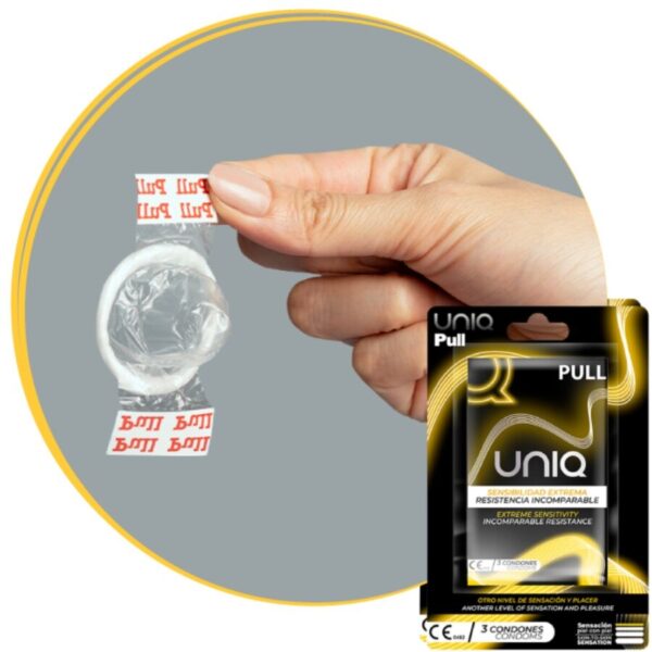 UNIQ - PULL PRESERVATIVOS CON TIRAS SIN LÁTEX 3 UNIDADES - Imagen 3