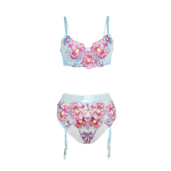 SUBBLIME - 957643 CONJUNTO SUJETADOR Y LIGUERO CON BORDADOS DE FLORES ROSAS S/M - Imagen 5