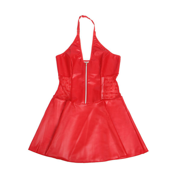 SUBBLIME - 957728 VESTIDO DE CUERO CON CREMALLERA Y ENCAJE ROJO S/M - Imagen 5
