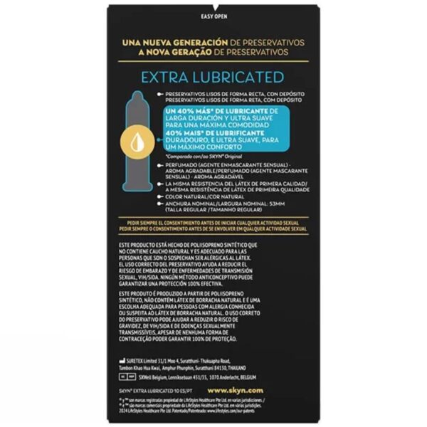 SKYN - PRESERVATIVO EXTRA LUBRICADO 10 UNIDADES - Imagen 2