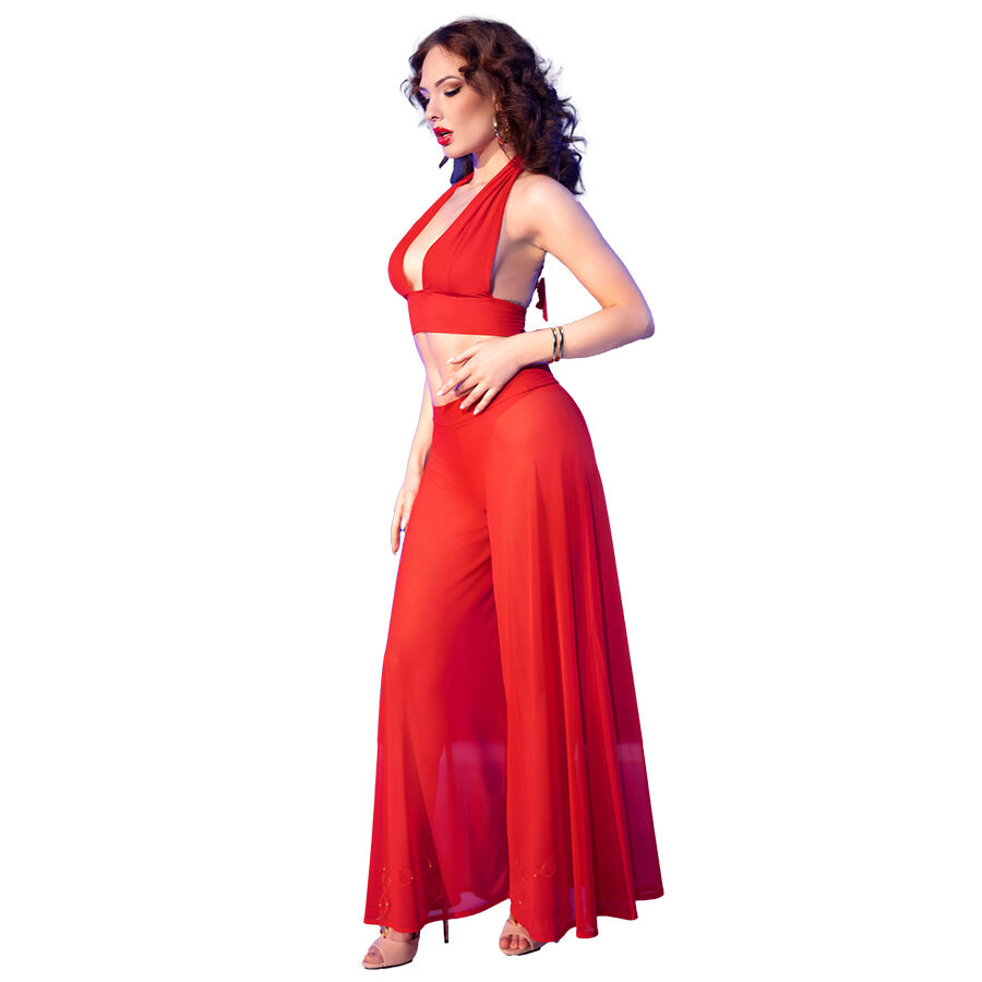 CHILIROSE - CR  4857 SET TOP Y PANTALONES ROJO TALLA S